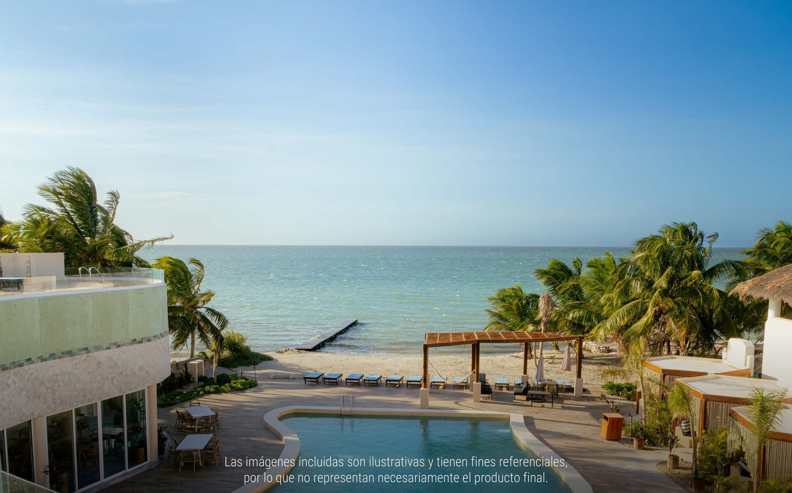 Alberca frente al mar en la costa de Yucatán